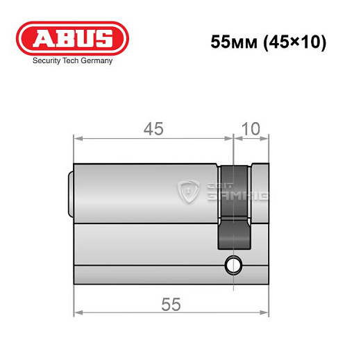 Циліндр половинка ABUS S60P 55 (45*10) нікель - Фото №5