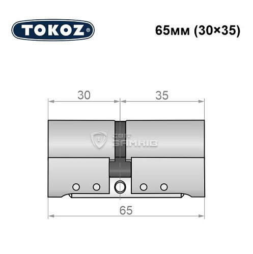 Циліндр TOKOZ Pro300 65 (30*35) нікель матовий - Фото №5