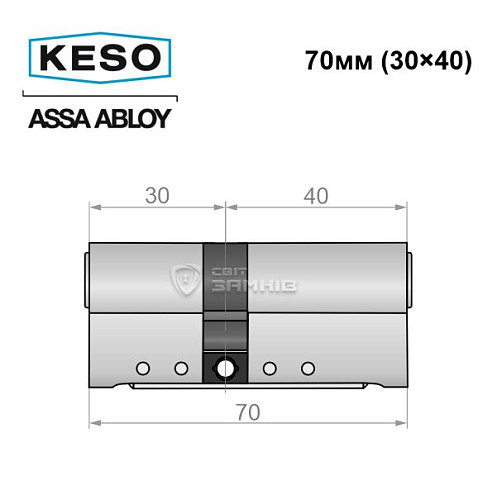 Цилиндр KESO 8000 70 (30*40) никель сатин 3 ключа - Фото №8