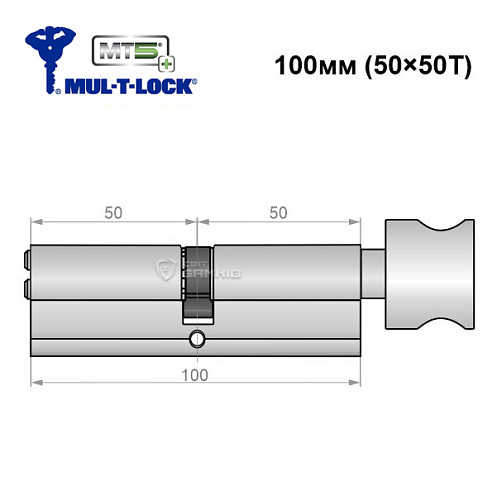 Цилиндр MUL-T-LOCK MTL800/MT5+ 100T (50*50T) никель сатин - Фото №5