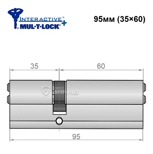 Циліндр MUL-T-LOCK MTL600/Interactive+ 95 (35*60) нікель сатин - Фото №5