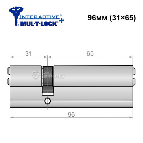 Цилиндр MUL-T-LOCK MTL600/Interactive + MOD 96 (31*65) (модульный) никель сатин - Фото №5