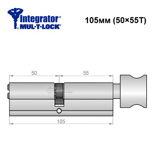 Цилиндр MUL-T-LOCK Integrator 105T (50*55T) никель сатин - Фото №6
