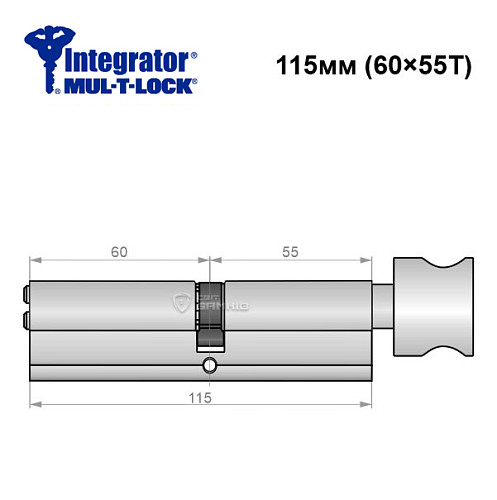 Цилиндр MUL-T-LOCK Integrator 115T (60*55T) никель сатин - Фото №6