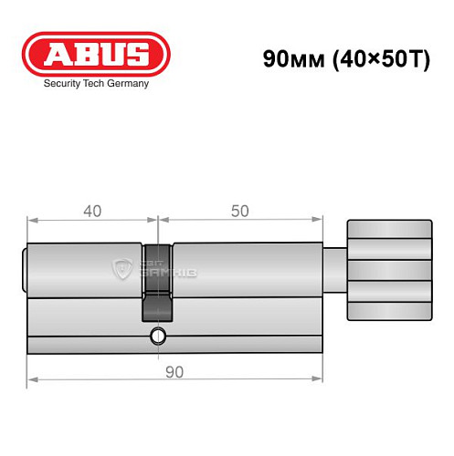 Циліндр ABUS S60P 90T (40*50T) нікель - Фото №7