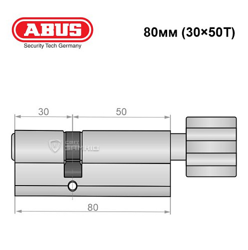 Циліндр ABUS S60P 80T (30*50T) нікель - Фото №7