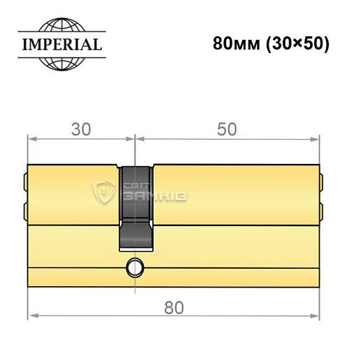 Цилиндр IMPERIAL 80 (30*50) полированная латунь - Фото №4