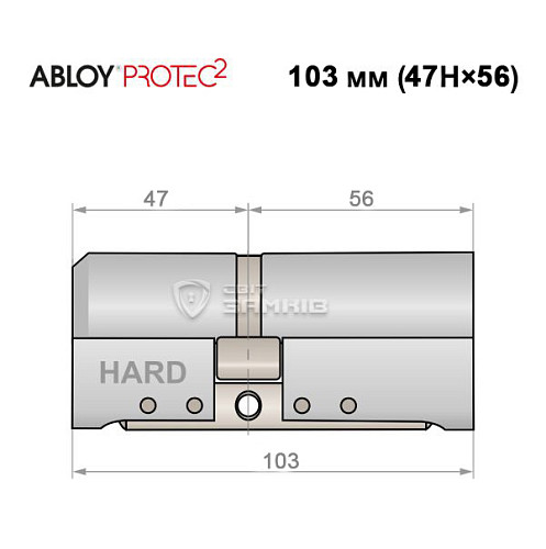 Цилиндр ABLOY Protec2 103 (47Н*56) (Н - закаленная сторона) хром полированный - Фото №4