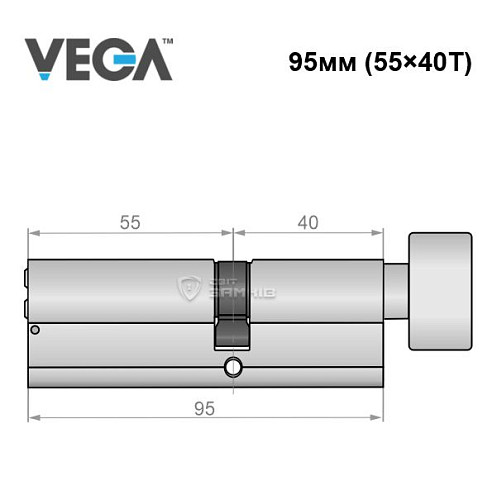 Циліндр VEGA VP-7 95T (55*40T) нікель сатин - Фото №5