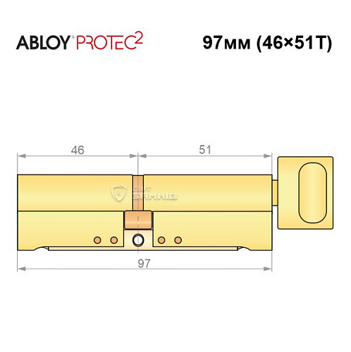 Цилиндр ABLOY Protec2 97T (46*51Т) латунь полированная - Фото №8