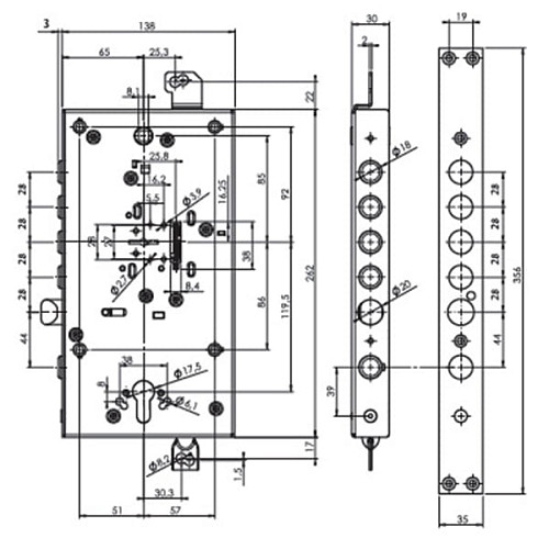 Механизм замка MUL-T-LOCK Matrix DFM30328M Двухсистемный (BS65 * 85мм) хром полированный без об.планки - Фото №11