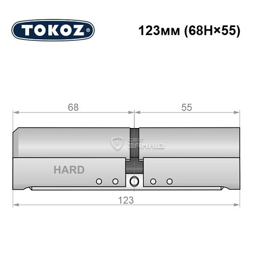 Циліндр TOKOZ Pro400 123 (68H*55) (H - гартована сторона) нікель матовий - Фото №5
