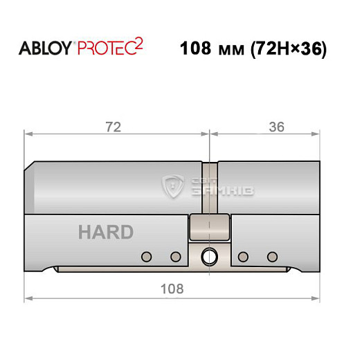 Циліндр ABLOY Protec2 108 (72Н*36)  (Н - гартована сторона) хром полірований - Фото №4