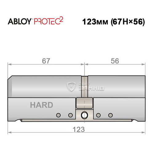 Цилиндр ABLOY Protec2 123 (67H*56) (H - закаленная сторона) хром полированный - Фото №4