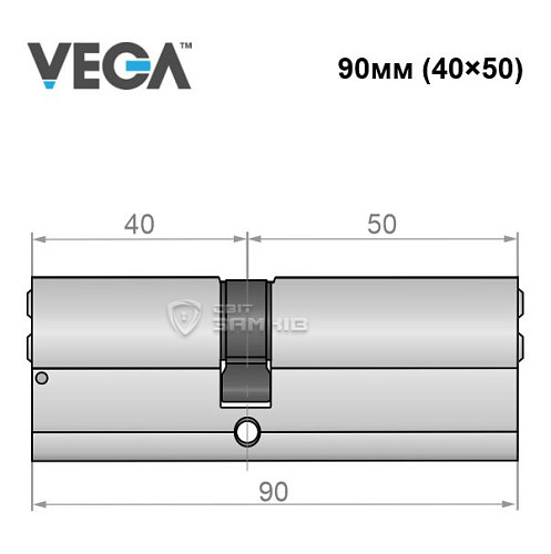 Циліндр VEGA VP-7 90 (40*50) нікель сатин - Фото №4