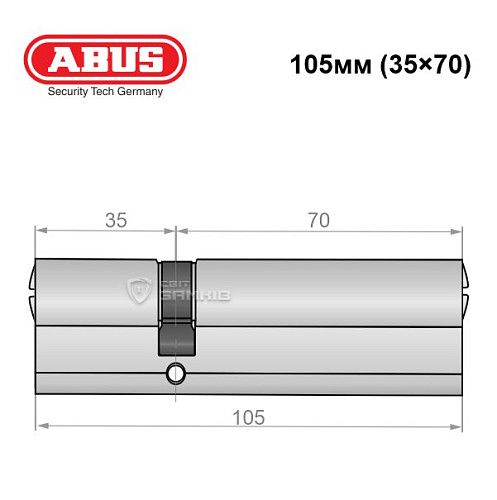 Циліндр ABUS X12R 105 (35*70) нікель сатин - Фото №5