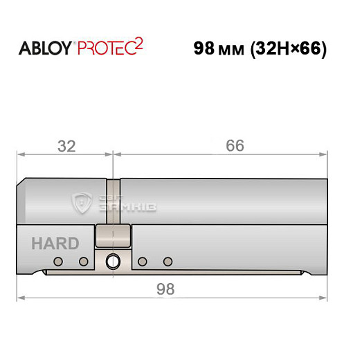 Цилиндр ABLOY Protec2 98 (32H*66) (H - закаленная сторона) хром полированный - Фото №4