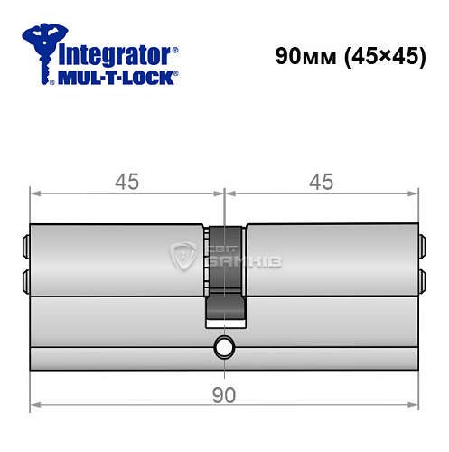 Циліндр MUL-T-LOCK Integrator 90 (45*45) нікель сатин - Фото №5