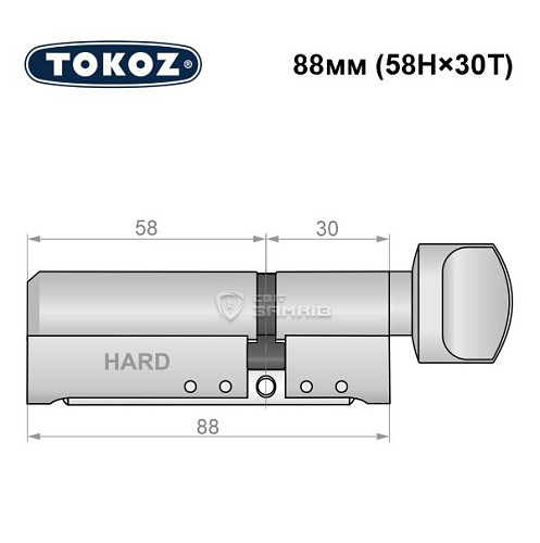 Циліндр TOKOZ Pro400 88T (58H*30T) (H - гартована сторона) нікель матовий - Фото №5