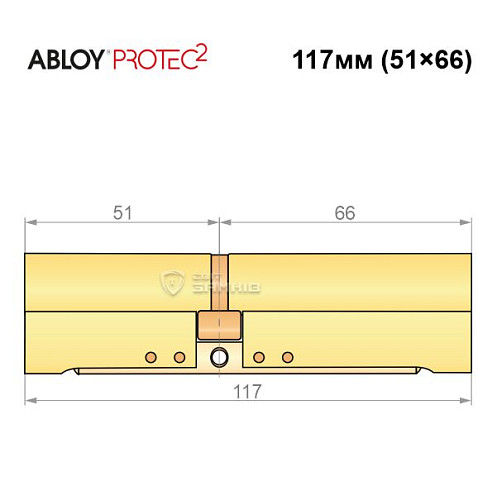 Циліндр ABLOY Protec2 117 (51*66) латунь полірована - Фото №8