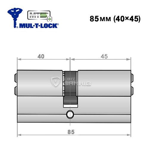 Циліндр MUL-T-LOCK MTL800/MT5+ 85 (40*45) нікель сатин - Фото №5