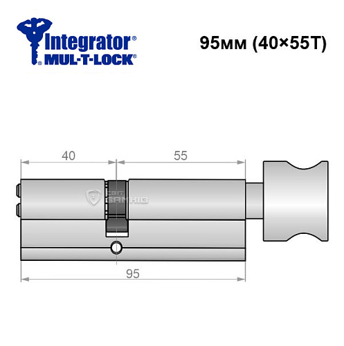 Цилиндр MUL-T-LOCK Integrator 95T (40*55T) никель сатин - Фото №6