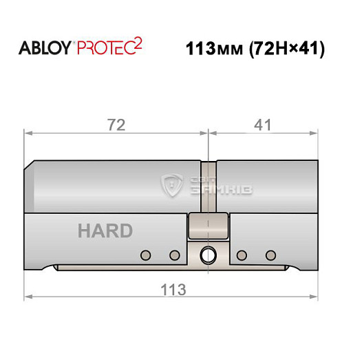 Цилиндр ABLOY Protec2 113 (72H*41) (H - закаленная сторона) хром полированный - Фото №4