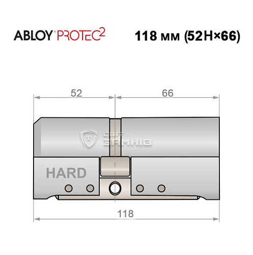 Циліндр ABLOY Protec2 118 (52Н*66) (Н - гартована сторона) хром полірований - Фото №4