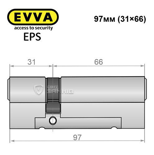 Цилиндр EVVA EPS 97 (31*66) никель сатин - Фото №4