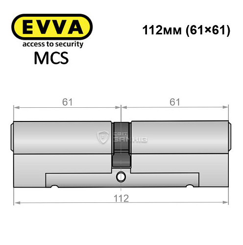 Циліндр EVVA MCS 122 (61*61) нікель сатин - Фото №7