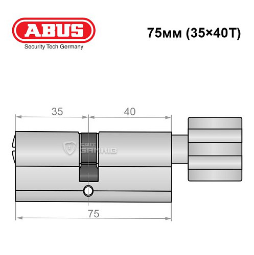 Циліндр ABUS X12R 75T (35*40T) нікель сатин - Фото №6
