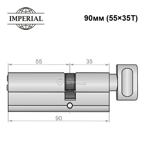 Циліндр IMPERIAL латунь 90T (55*35T) нікель сатин - Фото №4