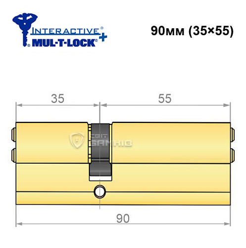 Цилиндр MUL-T-LOCK MTL600/Interactive+ 90 (35*55) латунь - Фото №5