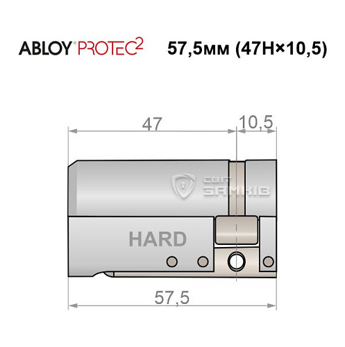 Цилиндр половинка ABLOY Protec2 57,5 ​​(47H*10,5) (закаленный) хром матовый 3 ключа - Фото №5