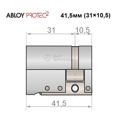 Циліндр половинка ABLOY Protec2 41,5 (31*10,5) хром полірований 3 ключа - Фото №5