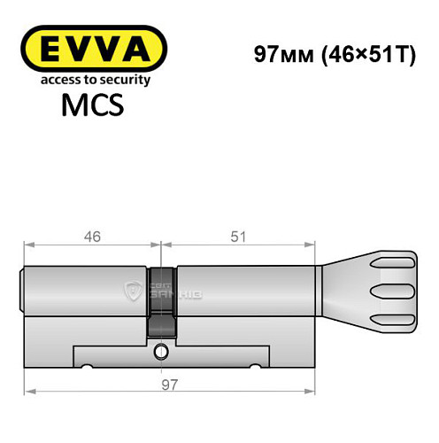 Цилиндр EVVA MCS 97T (46*51T) никель сатин - Фото №8