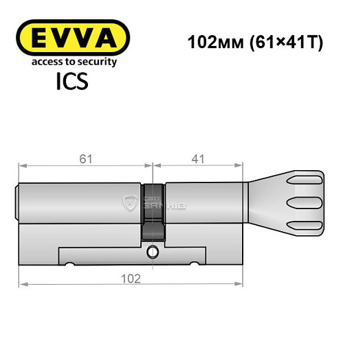 Циліндр EVVA ICS 102T (61*41T) нікель сатин - Фото №7
