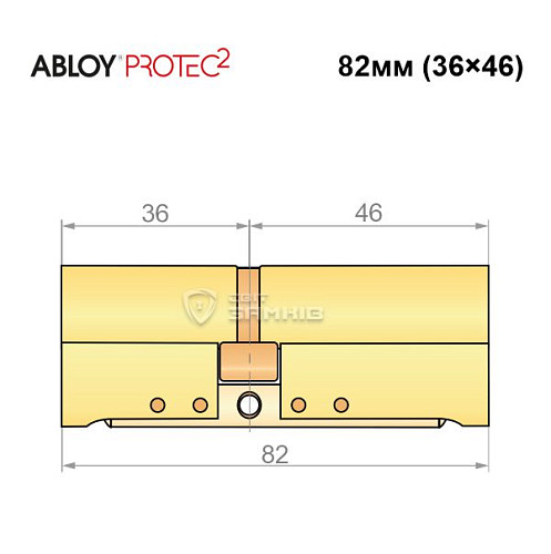 Цилиндр ABLOY Protec2 82 (36*46) латунь полированная - Фото №8