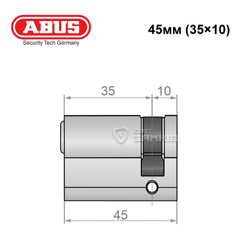 Цилиндр половинка ABUS S60P 45 (35*10) никель - Фото №5